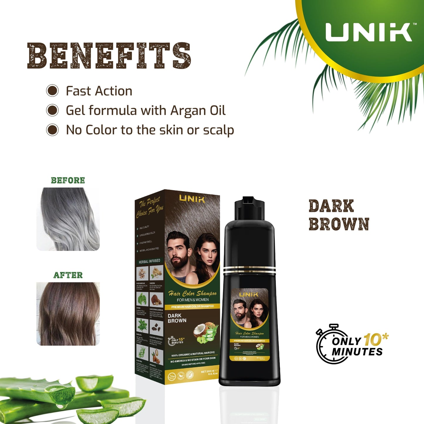Generic Professional Aloe Vera Natural Black Hair Colour Organic Shampoo cleanser Haircare Cleansing Comfort conditioner -Natural Black Colour