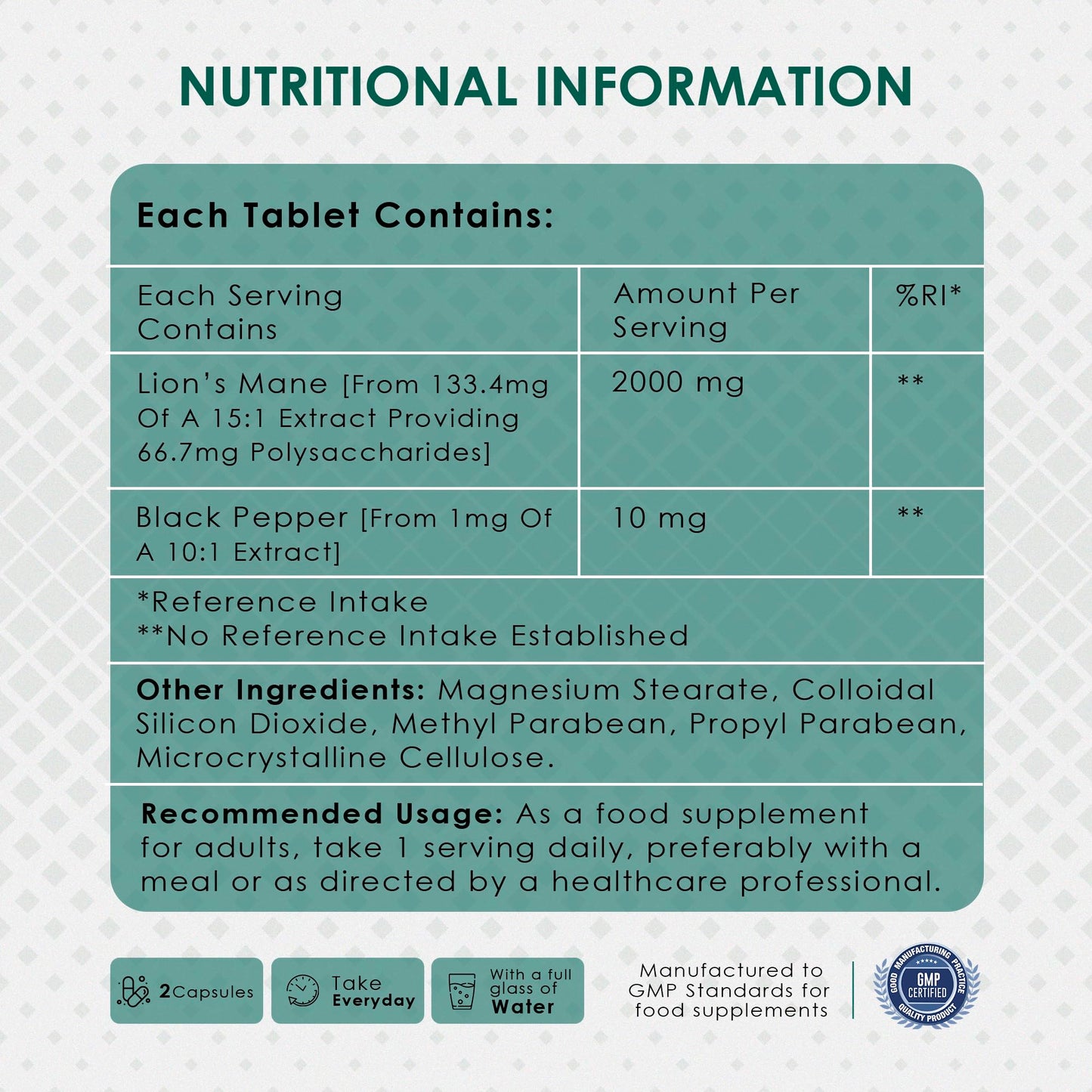 AMBROSIAL Ambrosial Lion's Mane with Black Pepper - 2000 mg - Enhances Focus, Boosts Immunity, and Supports Nerve Health - Highly Absorbent 100% Organic Lion's Mane Extract - 120 Tablets