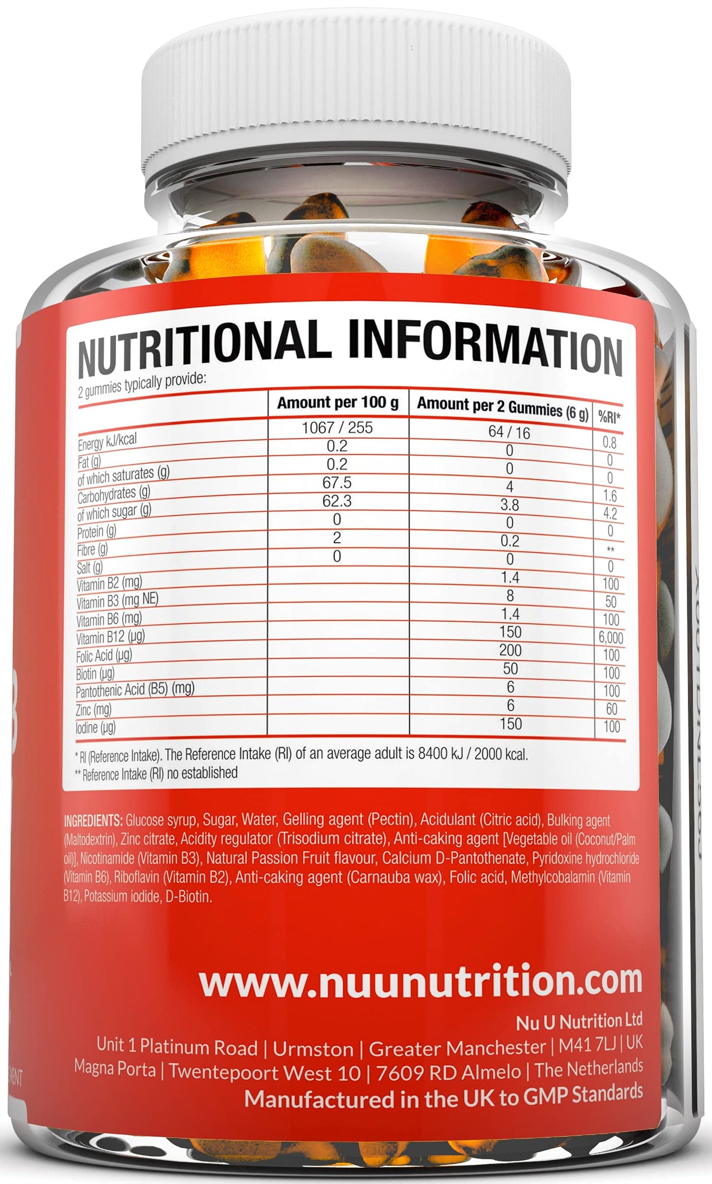 Vitamin B Complex Gummies for Adults & Kids - 90 Vegan Gummies - Vitamins B2, B3, B5, B6, B8, B9, B12, Zinc & Iodine - 3 Month Supply - Supports Energy Production