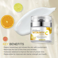 AurolaGlow Vitamin C Cream with Hyaluronic Acid & Vitamin E–Anti Aging Day & Night Face Moisturiser for Women & Men,Hydrate & Plump &Whitening.Even Skin Tone, Boost Collagen, Reduce Fine Lines for Skin Care