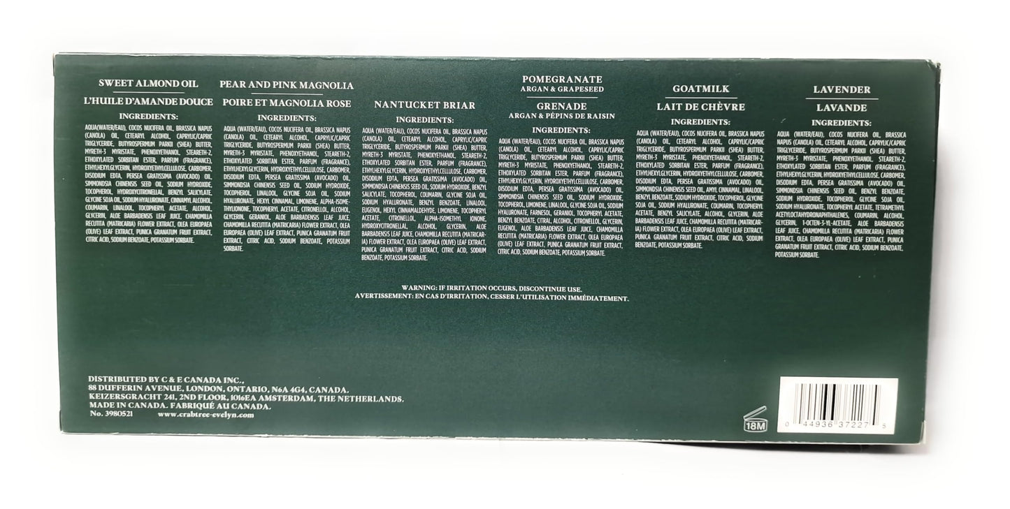 Crabtree & Evelyn Six Pack Floral Scented Hand Therapy Cream Gift Set (6 x 25ml) Ideal for him or her