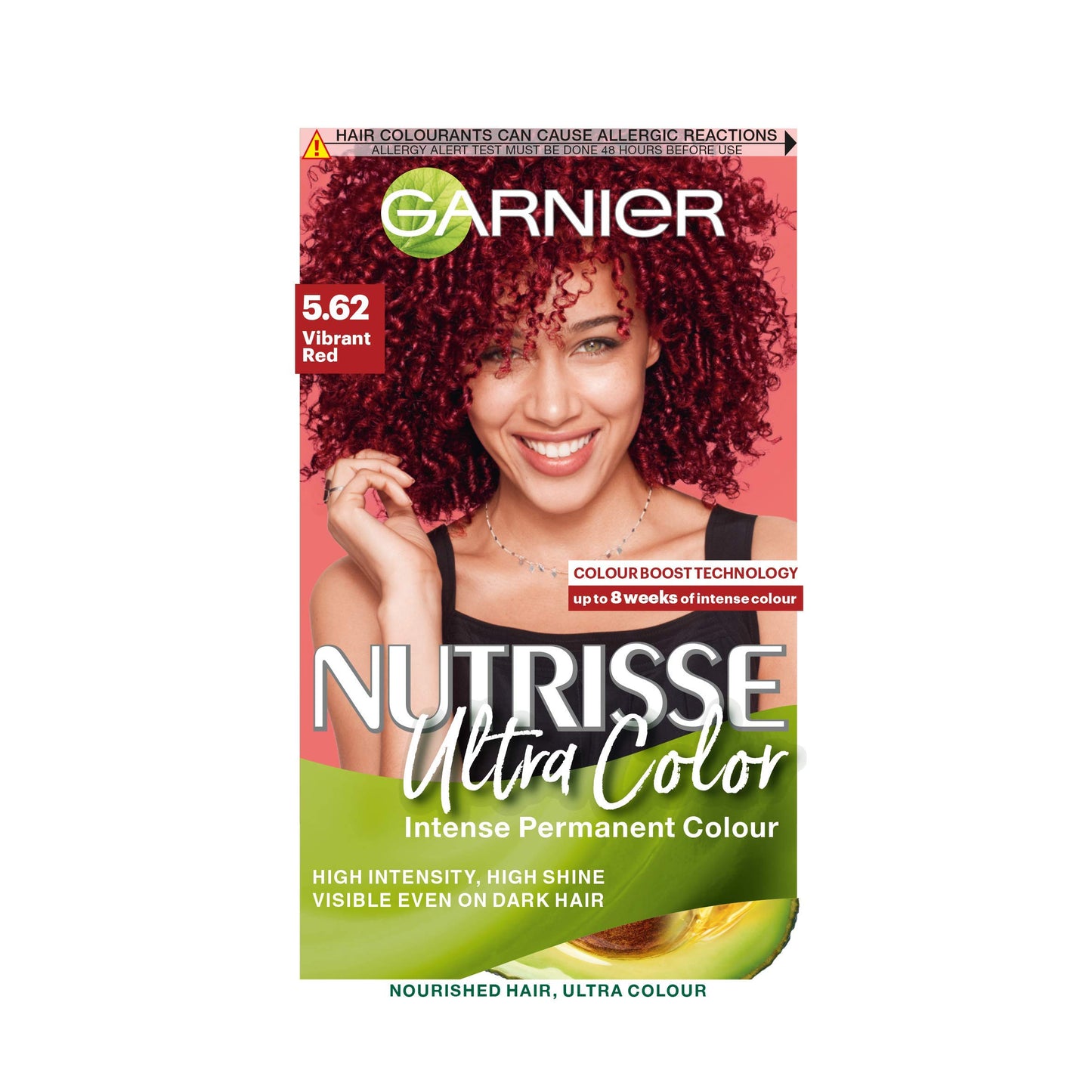 Garnier Nutrisse Ultra Color, Permanent Hair Dye, Intense Colour, For All Hair Types, 5.62 Vibrant Red