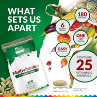 Multivitamin Tablets for Men & Women - 180 Tablets - 6 Month Supply - 25 A-Z Multivitamins & Minerals Including Iron, Zinc & Vitamin D - One a Day - Made in The UK - Nu U Nutrition