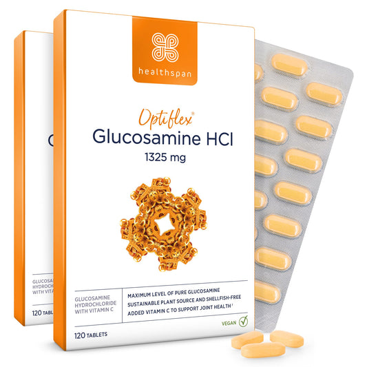 healthspan Healthspan Optiflex Glucosamine HCI 1,325mg with Vitamin C (8 Months' Supply) | Shellfish Free Vegan Tablets for Joint Health | 40% More glucosamine Than Glucosamine Sulphate | Added Vitamin C
