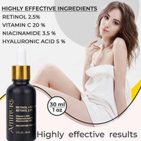 Ammuri Retinol + Supreme Serum 2.5% Vitamin C 20% with Hyaluronic Acid & Vitamin E, Face Serum, for Wrinkles, 5% Niacinamide 3.5% Anti Aging Skin Repair, Supercharged Face Serum