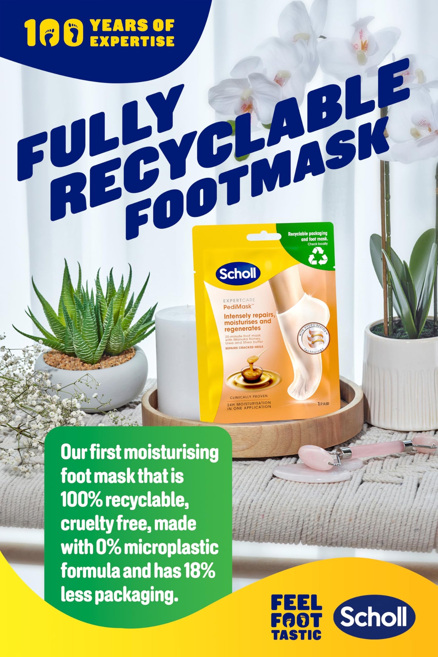Scholl PediMask for Soft Feet, Deep Moisturising Pedicure Foot Mask with Manuka Honey, Urea and Shea Butter, Clinically Proven for Softer Feet