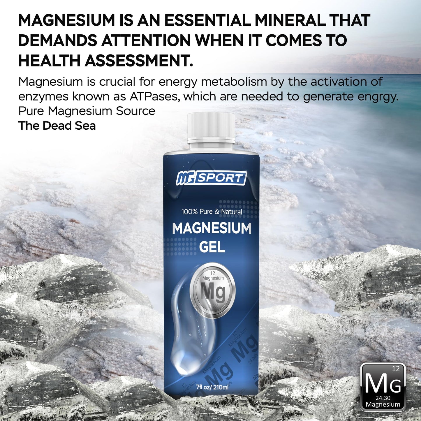 High Absorption Magnesium Gel for Leg Cramps - Muscle Recovery Gel from The Dead Sea for Sore Muscles - Less Itch & Less Sting Than Magnesium Oil