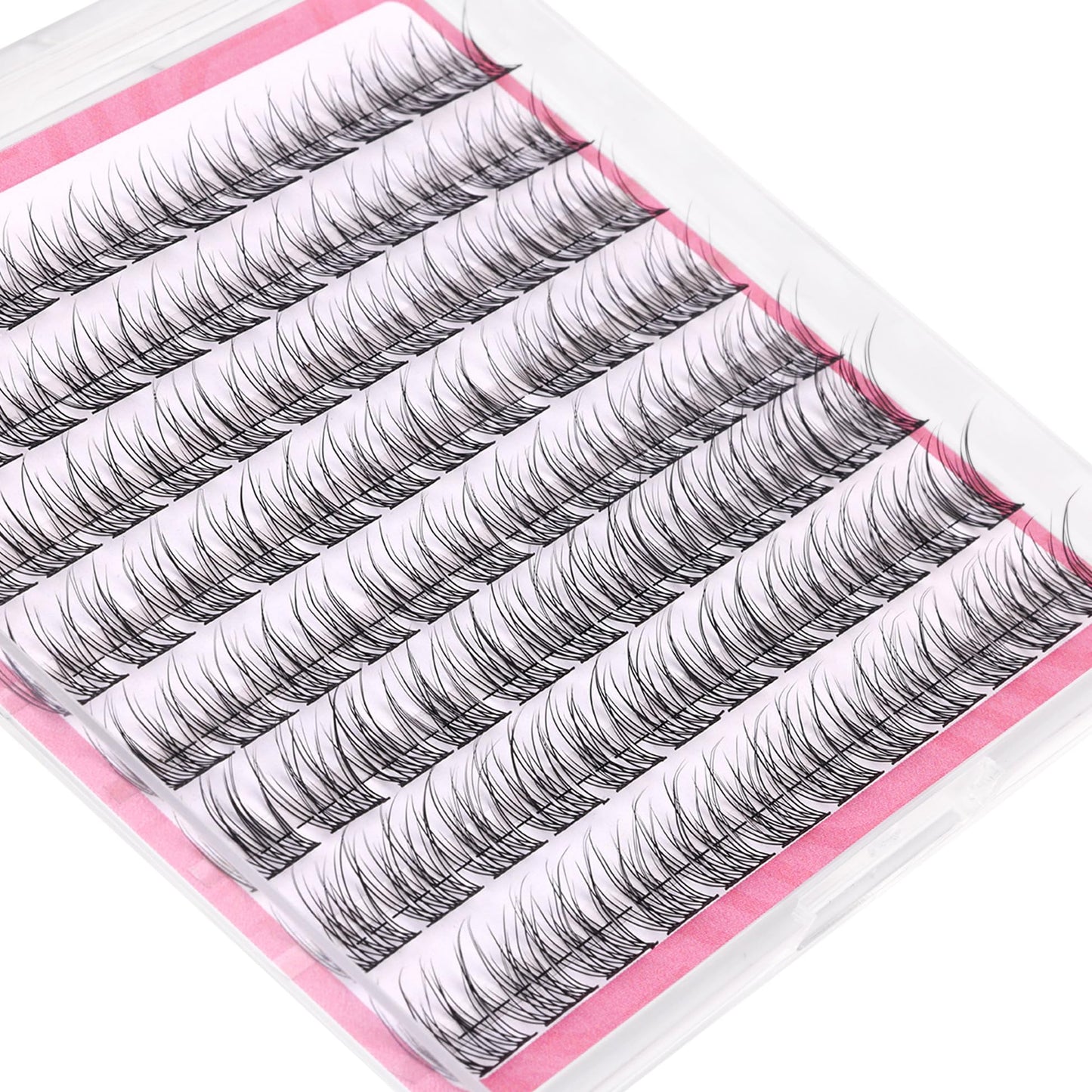 Mavphnee Natural Cluster Lashes Wispy CC Curl 9-11MM Mixed Lengths Eyelash Extension Individual 96 Pcs DIY Lash Extension at Home