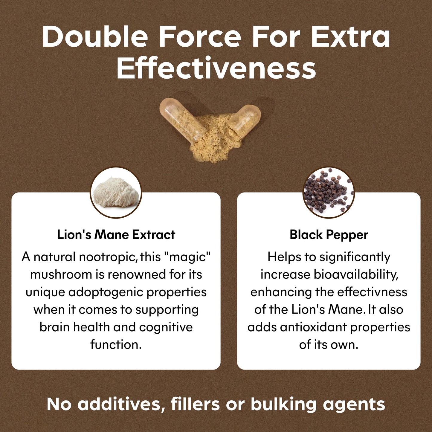 Lions Mane Mushroom Extract Supplement 1500mg - 60 High Strength Vegan Capsules with Black Pepper - Made in The UK by Purolabs