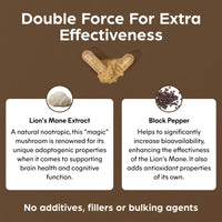 Lions Mane Mushroom Extract Supplement 1500mg - 60 High Strength Vegan Capsules with Black Pepper - Made in The UK by Purolabs