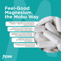 MOBU Magnesium Glycinate 1500mg with Vitamin B6 – 120 Vegan Capsules - High Strength - 315mg Elemental Magnesium - Pure with No Fillers or Binders UK Made