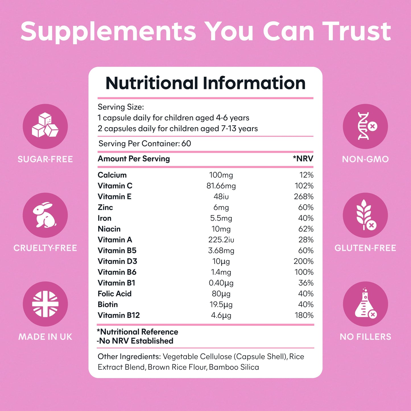 Purolabs Kids Multivitamin – High Strength Multivitamin for Kids with 14 Essential Nutrients – Daily Immune Support – Sugar-Free Vegan Capsules – A Clean Alternative to Kids Multivitamin Gummies