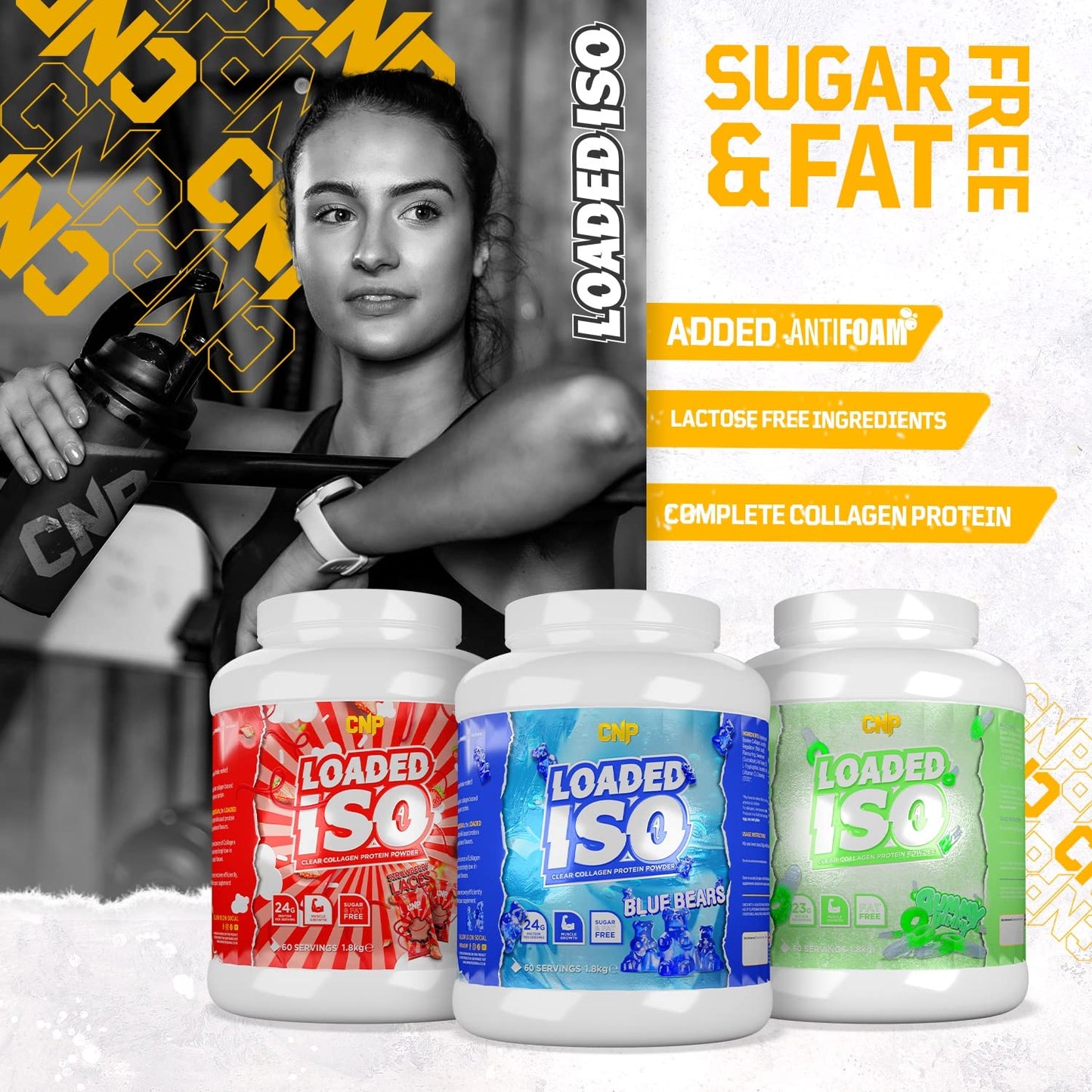 CNP Professional Loaded ISO, Clear Collagen Protein Powder, 24g Protein, 1.8kg, 60 Servings, Gluten & Lactose Free, 5 Great Tasting Flavours (Blue Bears)