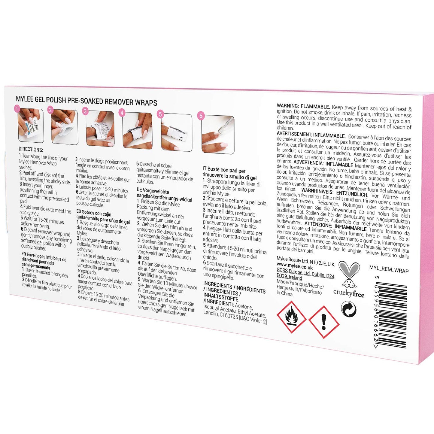 Mylee Professional Salon Gel Polish Remover Pre-Soaked Acetone Pads and Foil Wraps for Manicure and Pedicure, Nail Art Cleaner - (100 wipes)