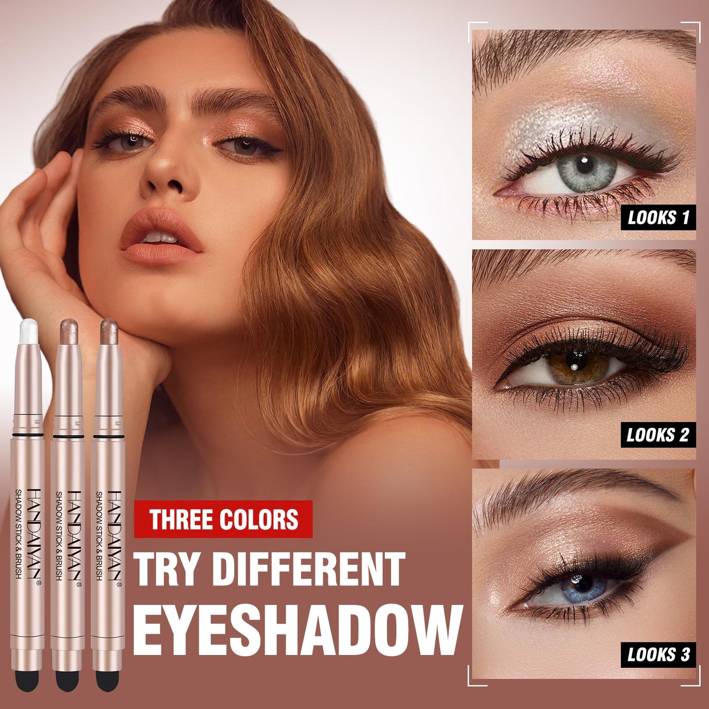 Allony Glitter Eyeshadow Stick, Cream Eyeshadow Stick, Pearlescent Double-Ended Eyeshadow Stick, Highly Pigmented, Smooth and Easy to Apply, Gold Eyeshadow for Golden Eye Makeup-178