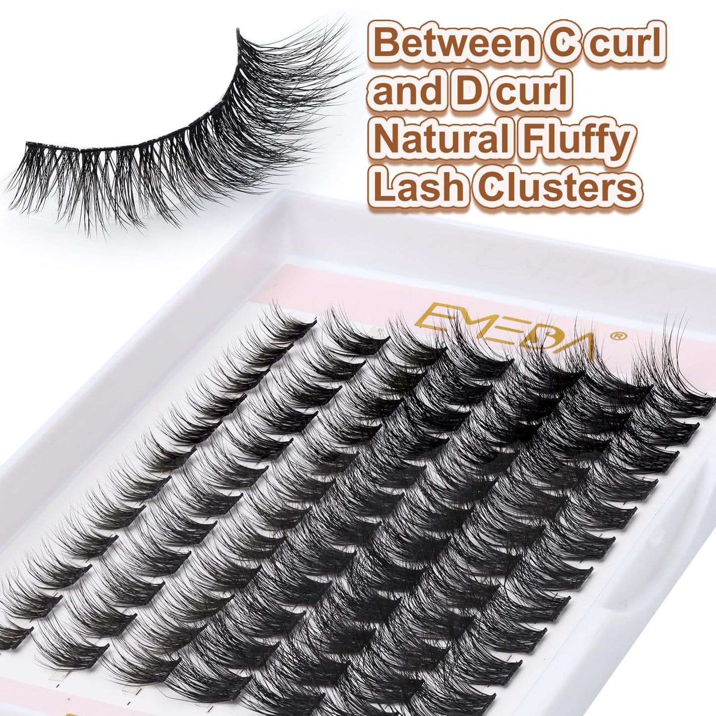 3D Fluffy Lash Clusters 14mm EMEDA Individual Wispy Cluster Eyelash Extensions 14mm DIY Cluster Lashes 3D Effect Eyelash Clusters (3D-EME333-14mm)