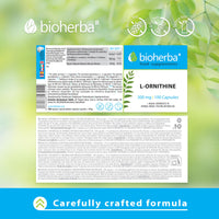 L-Ornithine 300 mg – 200 Capsules | Pure Amino Acid Supplement for Active Nutrition by BIOHERBA