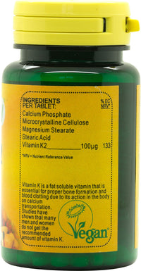 Veganicity Vitamin K2 (MK-7) 100µg : Bone & Circulation Health Supplement : 60 Tablets, in a Planet-Friendly 99% Recycled Pot