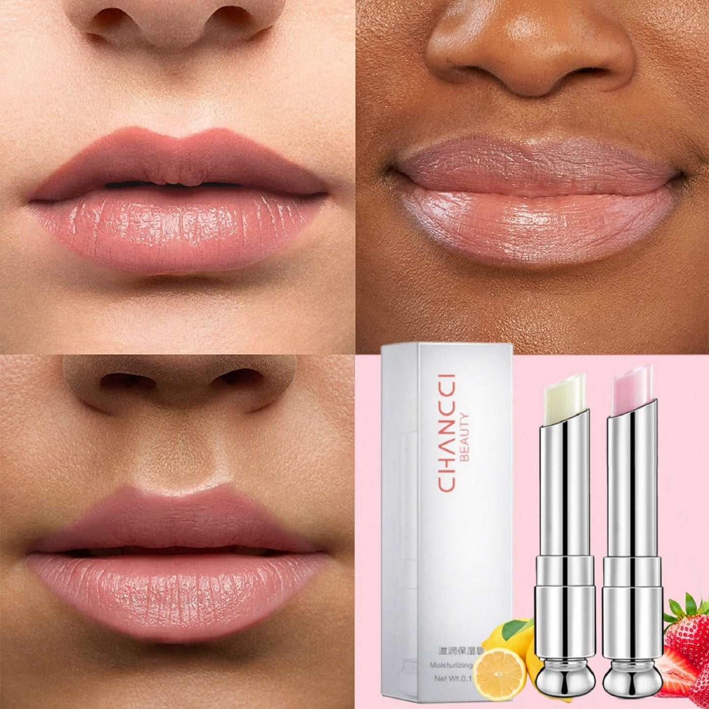 HIVETZ Tinted Lip Balm,Lip Balm,Lip Oil,Glossier Lip Balm,Lip Care Tinted Lip Balm For Women,Pink Lip Balm,Lip Balm Tinted,Girls Lip Balm,Lip Balm Set,Strawberry Lip Balm Natural Lip Protection(#Strawberry)