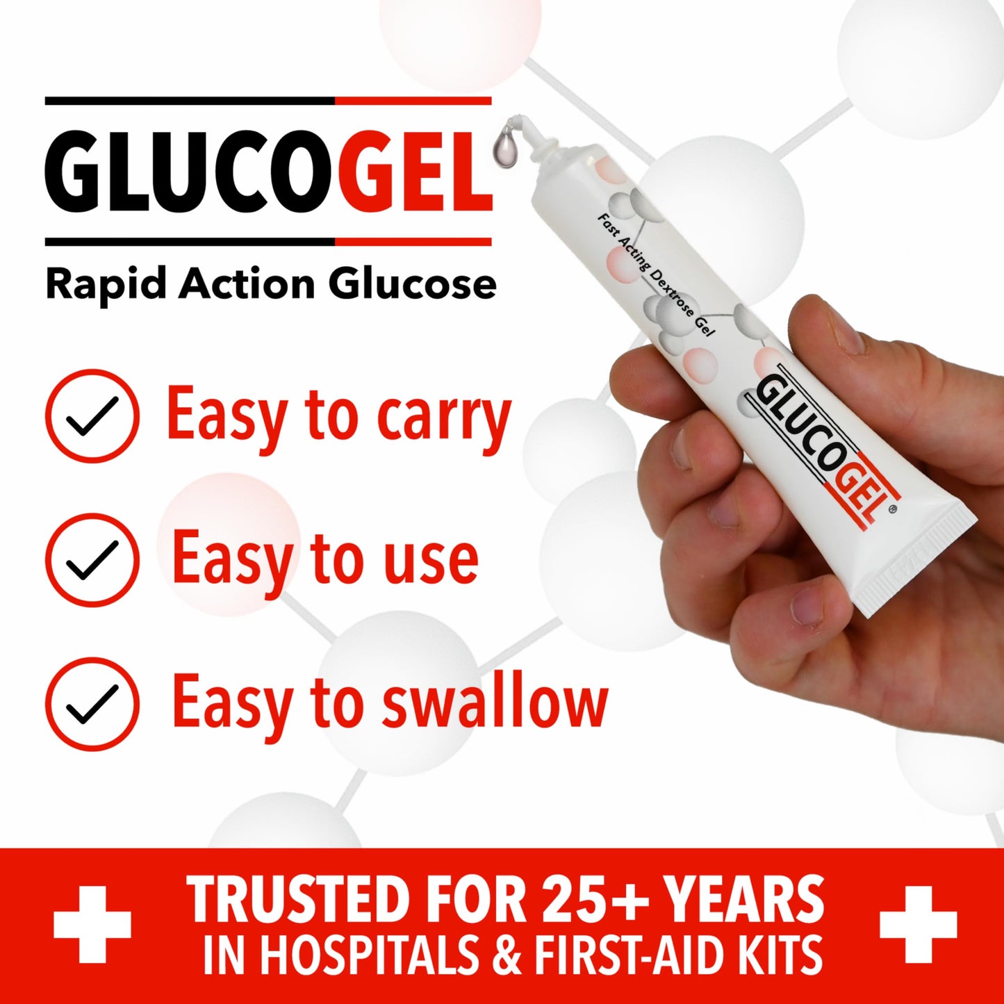 Glucogel GlucoGel Fast Acting Glucose Energy Gel, Rapid Support for On-the-Go, Original Unflavoured, 10g of Glucose per Tube, 3 Count (Pack of 1)
