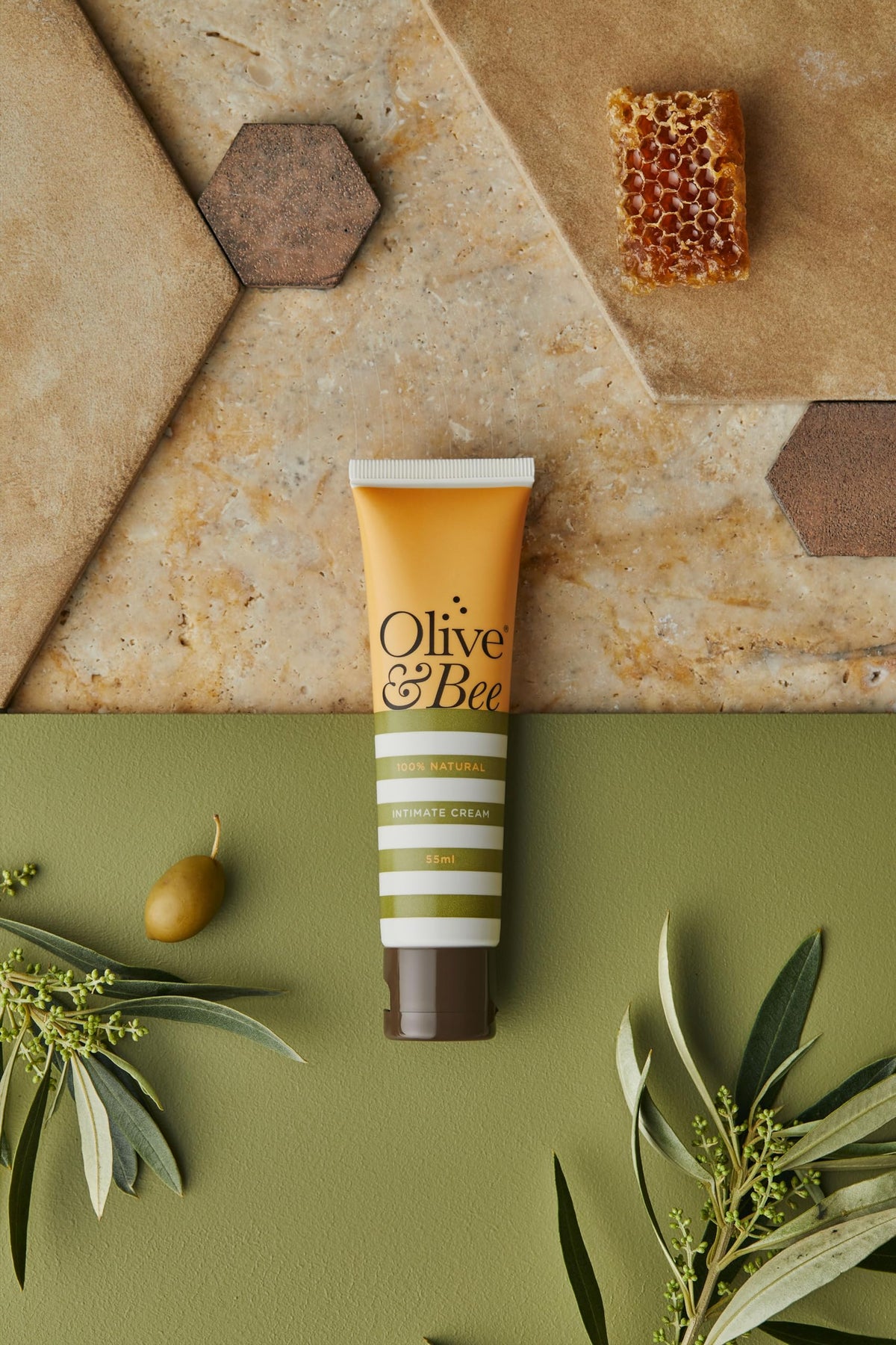 Olive & Bee Olive and Bee Intimate Cream Lubricant, 55 ml (Pack of 1) – Natural Moisturiser & Massage Oil with Organic Olive Oil & Beeswax, pH Balanced & Hormone-Free for Vaginal Dryness and Intimate Care