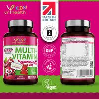 yrhealth Kids Multivitamin and Mineral Gummies - 60 Vegan Berry Flavour Chewable Gummies, Kids Vitamin Gummies for 4-12 Years - 2 Months Supply - Made in The UK by YrHealth