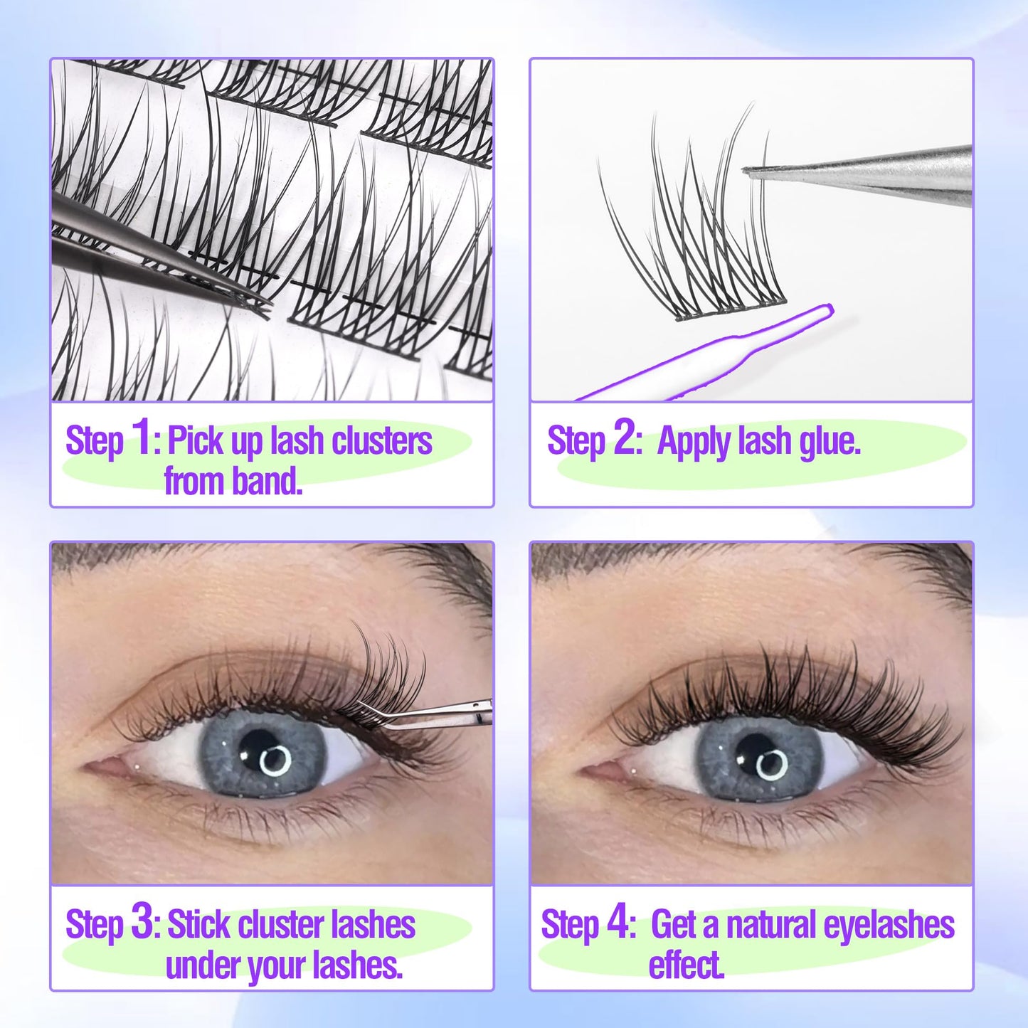 Natural Cluster Lashes CC Curl 168 Pcs Wispy Lash Extensions 9-11MM Mixed Lengths Eyelash Extension Individuals Self Application DIY at Home by Mavphne