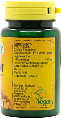 Veganicity Ginger Root 550mg : Digestive and Joint Health Supplement : 60 Tablets