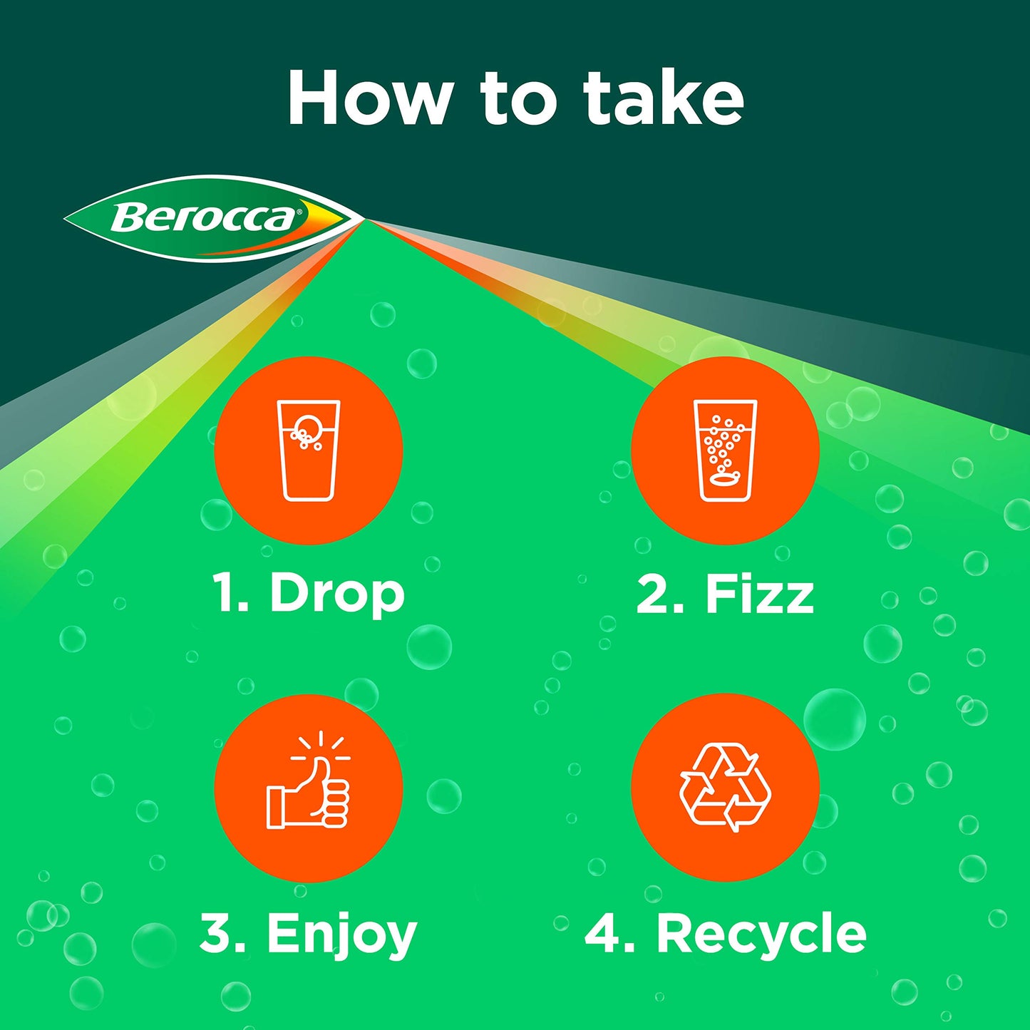 Berocca Vitamin C Effervescent Tablets, with Magnesium, Vitamin B12 and Vitamin B Complex (B1, B2, B3, B5, B6, B7, B9 and B12), Orange Flavour Tablets, 15 Tablets