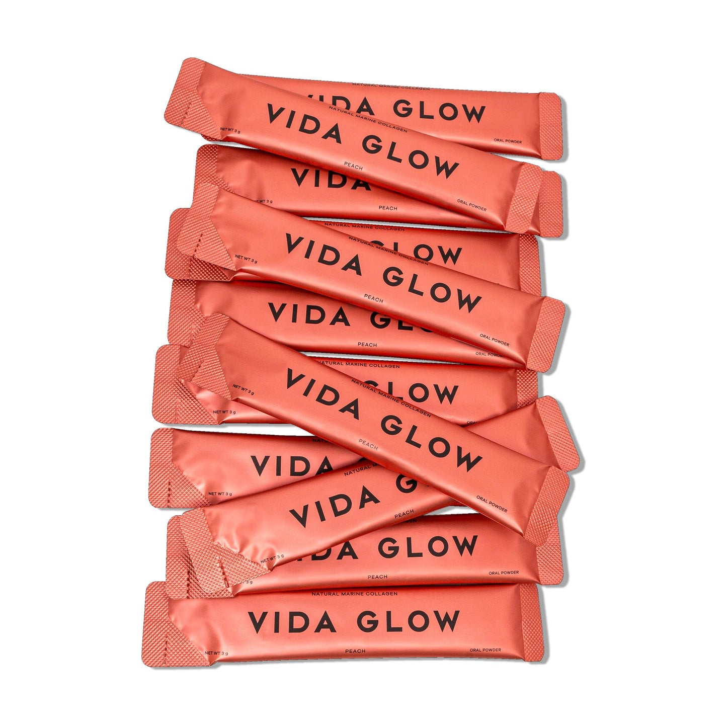 Vida Glow - Natural Hydrolysed Marine Collagen Sachets | Promotes Glowing Skin + Smooths Fine Lines (Peach, 30 Sachets)