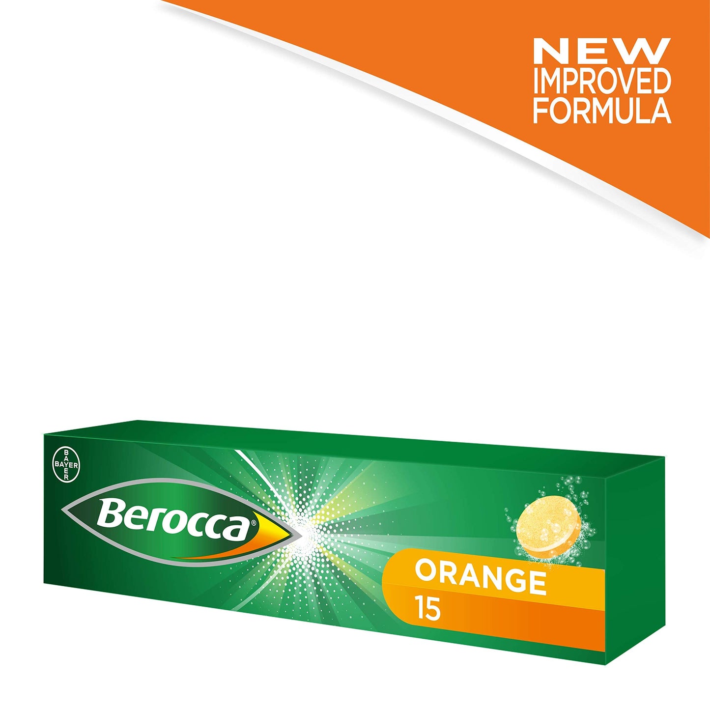 Berocca Vitamin C Effervescent Tablets, with Magnesium, Vitamin B12 & Vitamin B Complex, Orange Flavour, 1 Pack of 15 Tablets - 2 Weeks Supply