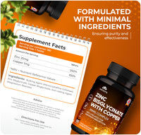 Zinc Bisglycinate 25mg with Copper, 6 Months Supply - Fully Chelated, Contributes Towards Immunity Support, Bones, Hair, Skin & Nails, Suitable for Vegans, Made in The UK