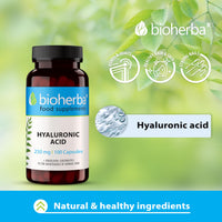 Hyaluronic Acid 250 mg – 300 Capsules with Vitamin B2 | Daily Supplement for Skin Hydration and Wellness by BIOHERBA