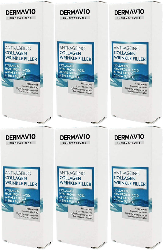 Derma V10 Anti-Ageing Collagen Wrinkle Filler With Hyalauronic Acid, Algae Extract & Shea Butter (6 Pack)