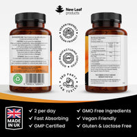 NEW LEAF PRODUCTS Turmeric Tablets 2600mg High Strength with Black Pepper & Ginger (6 Months Supply) Active 95% Turmeric Curcumin Supplements 365 Tablets Not Capsules, Vegan, UK Made by New Leaf