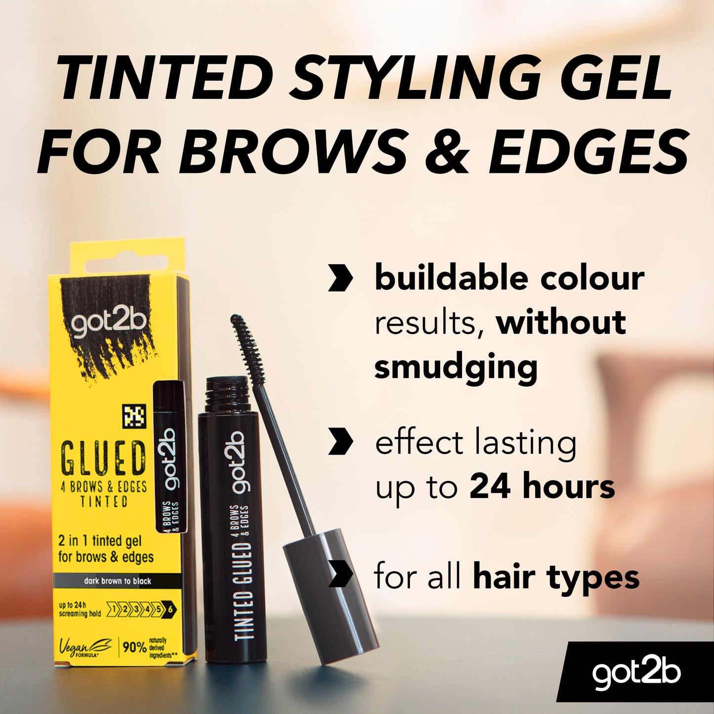 Got2B got2b Glued 4 Brows & Edges Tinted Gel Black 16mL