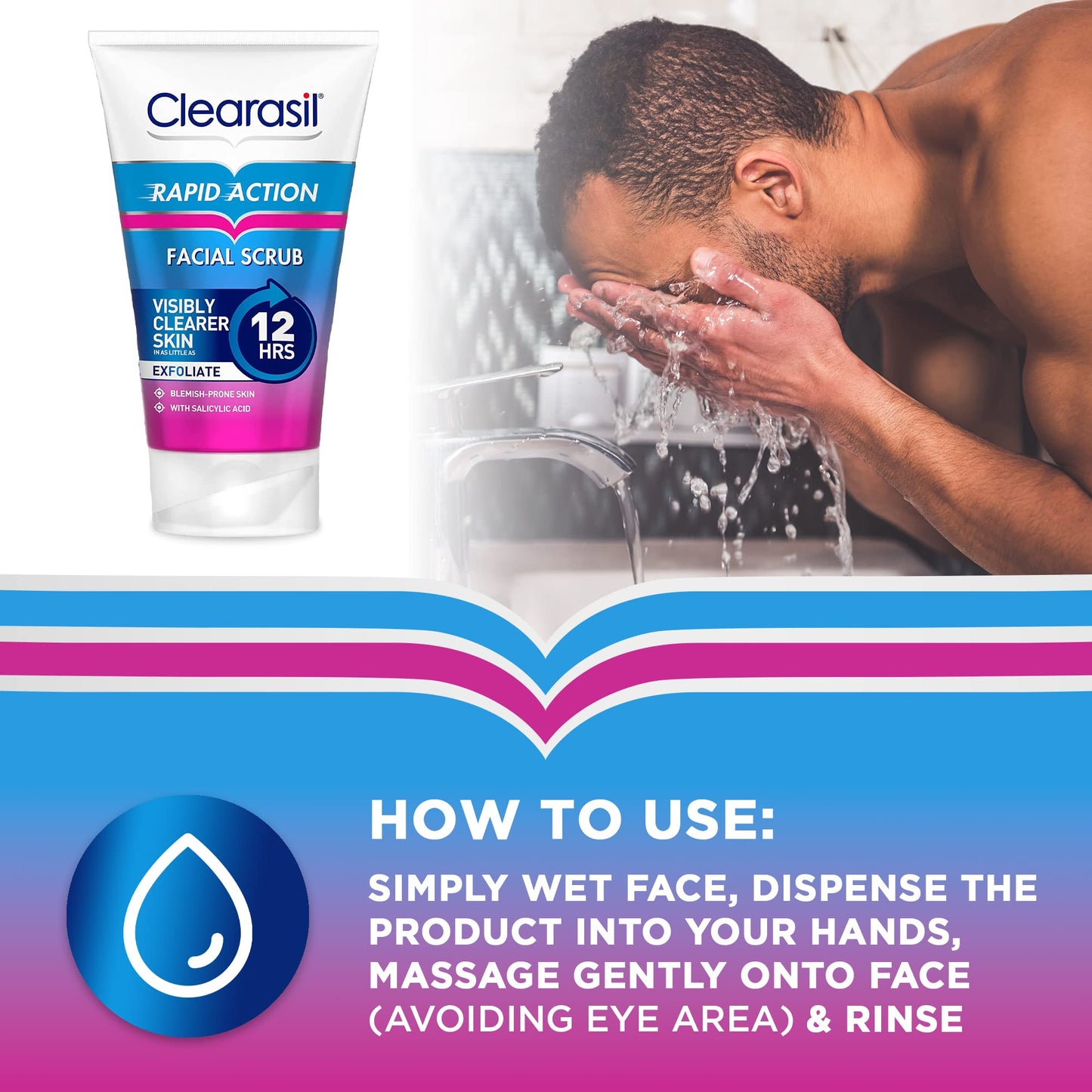 Clearasil Rapid Action Exfoliating Scrub, For Acne Prone Skin, Unclog Pores, Reduces Blackheads, Pimples & Excess Oil, Everyday Spots Prevention, 125 ml