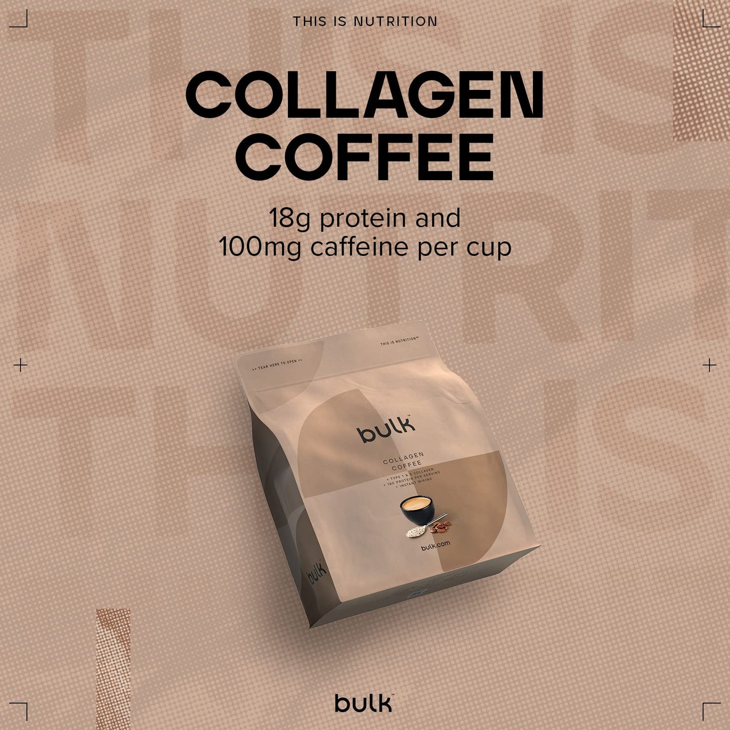 Bulk Collagen Coffee, High Protein, Black, 500 g