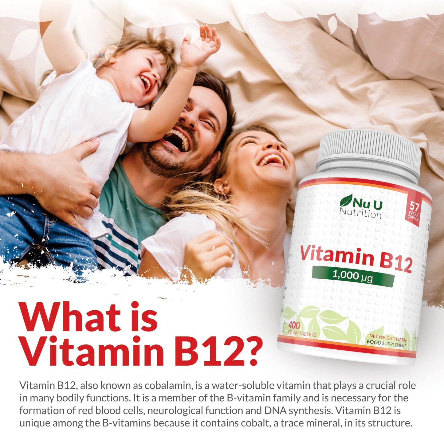Vitamin B12 1000mcg - 400 High Strength Vegan Tablets - VIT B12 Methylcobalamin - 13 Month Supply - Contributes to The Reduction of Tiredness & Fatigue