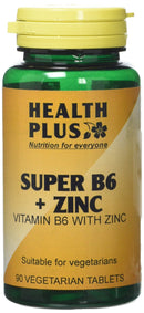 Health Plus Super B6 + Zinc Vitamin B Supplement - 90 Tablets