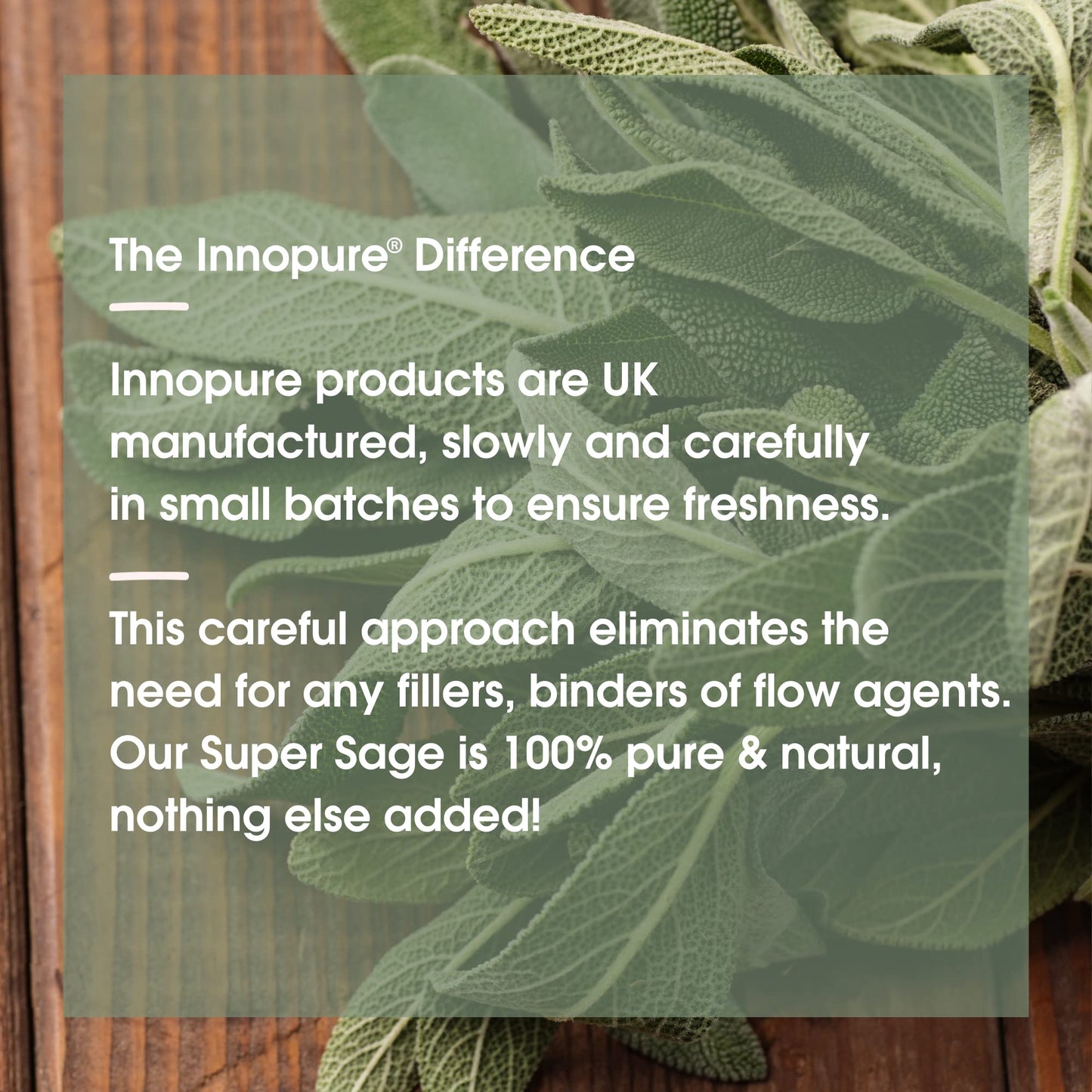 INNOPURE Super Sage Leaf 4000mg - No fillers or Binders. for Menopause Symptoms - High Strength - Hot Flushes & Night Sweats - 60 Capsules, 2 Month Supply - Vegan - UK Made