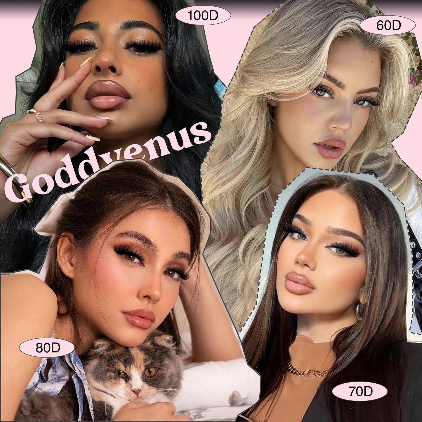 Goddvenus Fluffy Individual Eyelashes 60+70+80+100D Clusters Lashes 320Pcs Lash Clusters DIY Lashes Individual Cluster Russian D Curl Eyelash Clusters 12-18mm Mix Individual Lashes