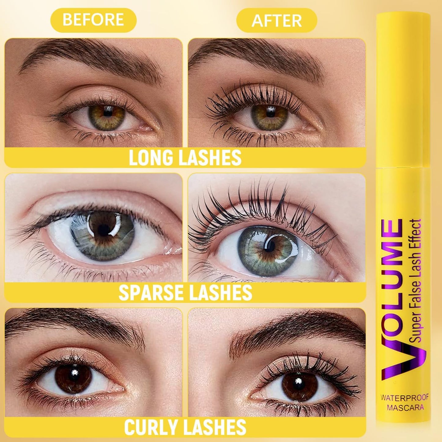 WujialingMM 2 Pcs Bubble Mascara - Colossal Bubble Mascara, Waterproof, Smudge-Proof, Clump-Proof, Volumizing Defining, Create Natural Eyelashes