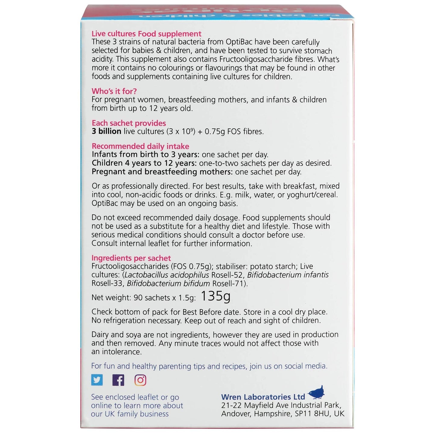 OptiBac Probiotics for Babies & Children,90 Sachets, 200 g