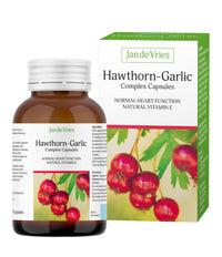 Jan de Vries Hawthorn-Garlic Complex | Rich Source of Natural Vitamin E, an antioxidant | Contains Vitamin B1 which Contributes to Normal Heart Function | 90 Capsules