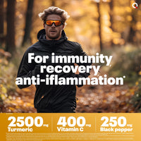 VITRIQ Turmeric 2500mg Per 1 Capsule + Black Pepper 250mg + Vitamin C 400mg, 60 Capsules - One-a-Day, High Strength Turmeric with Black Pepper Capsules, Curcrumin Immune Support Complex Made in the UK