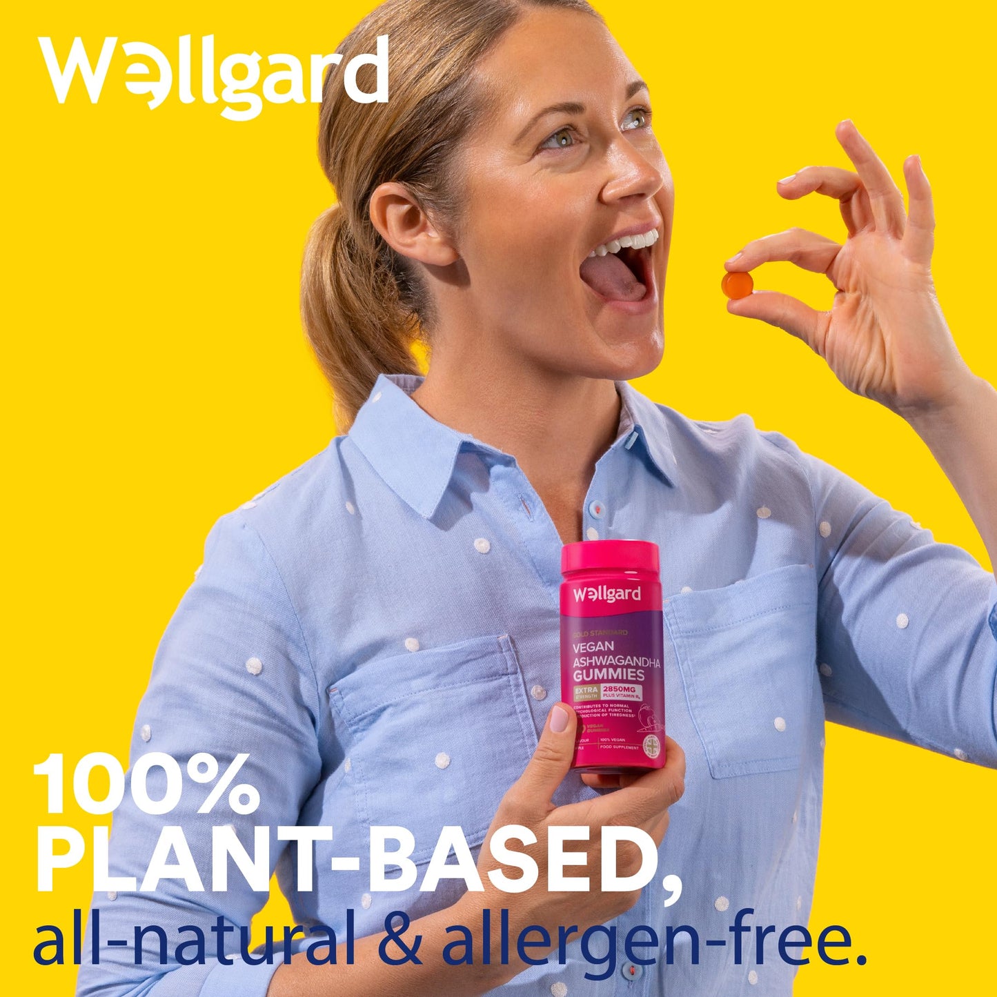 Wellgard Vegan Ashwagandha Gummies – High Strength Ashwagandha with Vitamin B6, Highly Bioavailable, 60 Gummies, UK Formulated