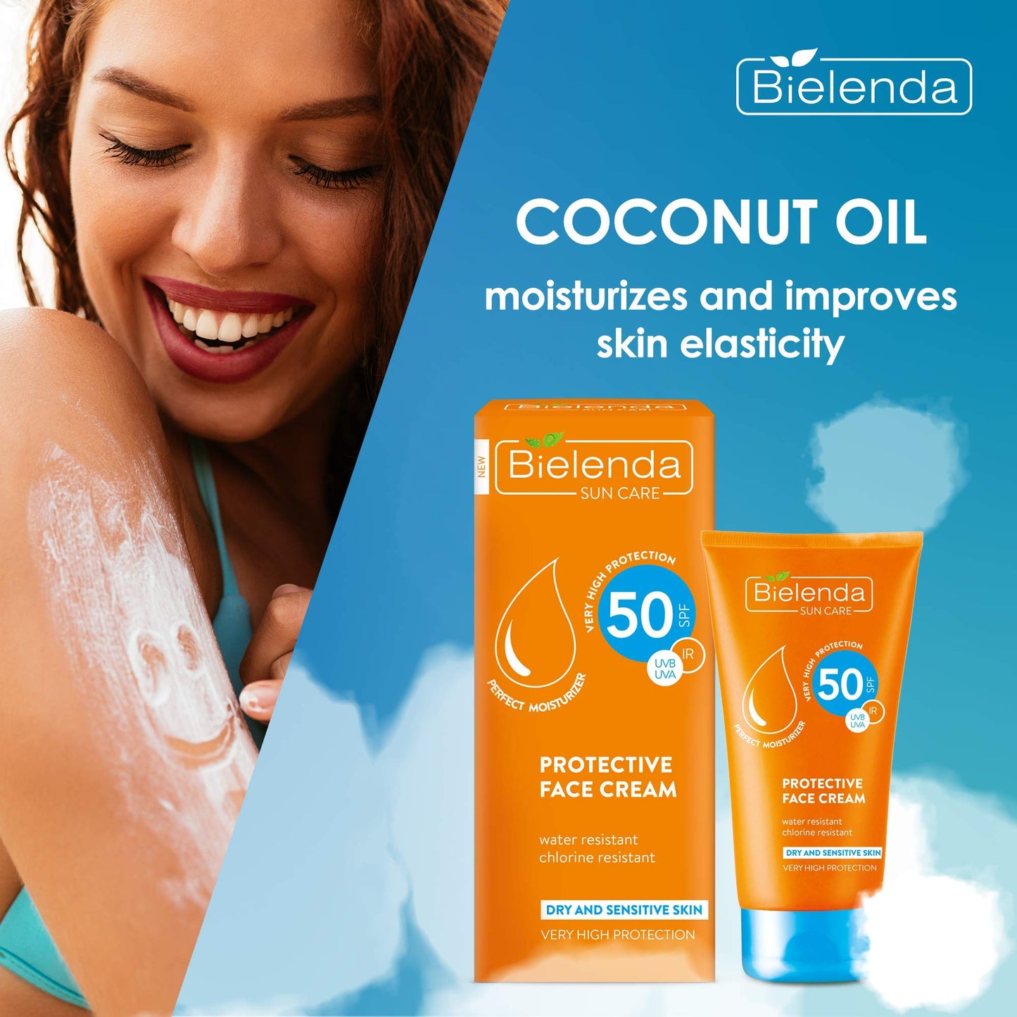 Bielenda Sun Care - Very High Protection: 50 Spf Uvb Uva - Water Resistant, Chlorine Resistant, Moisturizing - Sun Care Face Cream High Protection Spf 50-50 ml