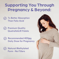 Purolabs Quatrefolic® Folate Supplement - Active 5-MTHF Methylated Folate 400μg with Glucosamine 320μg - High Strength Bioavailable B9 - Pregnancy Support - Vegan - 60 Capsules