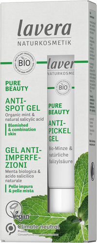 lavera PURE BEAUTY Anti-Spot Gel - organic mint and natural salicylic acid - vegan - Natural Cosmetics - dries out spots - 15ml